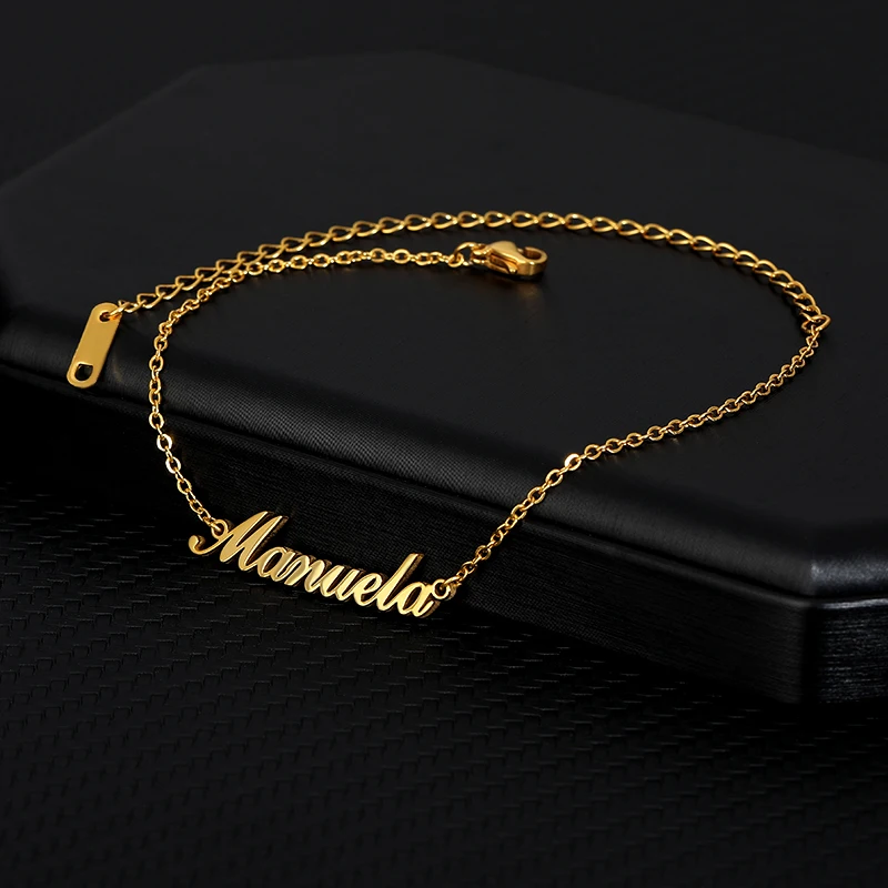 Custom Name Anklet Foot Gold Chain Stainless Steel Personalize Anklets for Women Bohemian Beach Jewelry Fashion Bridesmaid Gift | Украшения
