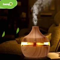 saengQ Electric Air Humidifier Essential Aroma Oil Diffuser Ultrasonic Wood Grain Humidifier USB Mini Mist Maker LED Light 1