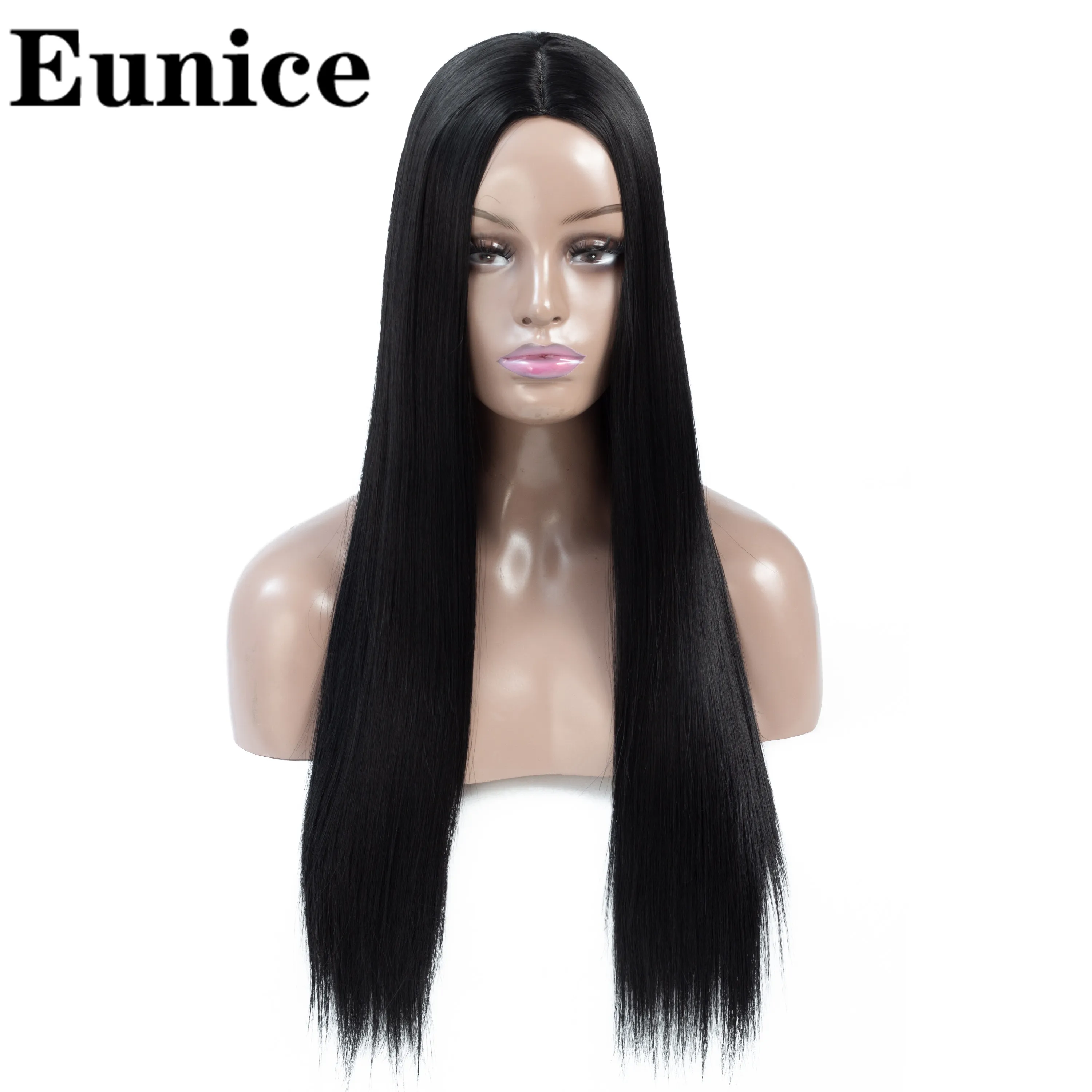 

Synthetic Middle Part Dark Root Female Black Long Straight Wigs Ombre Red Pink Blue Brown Gray Cosplay Wigs For Women Eunice