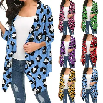 

Spring Casual Women Autumn Long Sleeve Multicolor Print Loose Shawl Cardigan Thin Coat Fashion Cardigan for Female