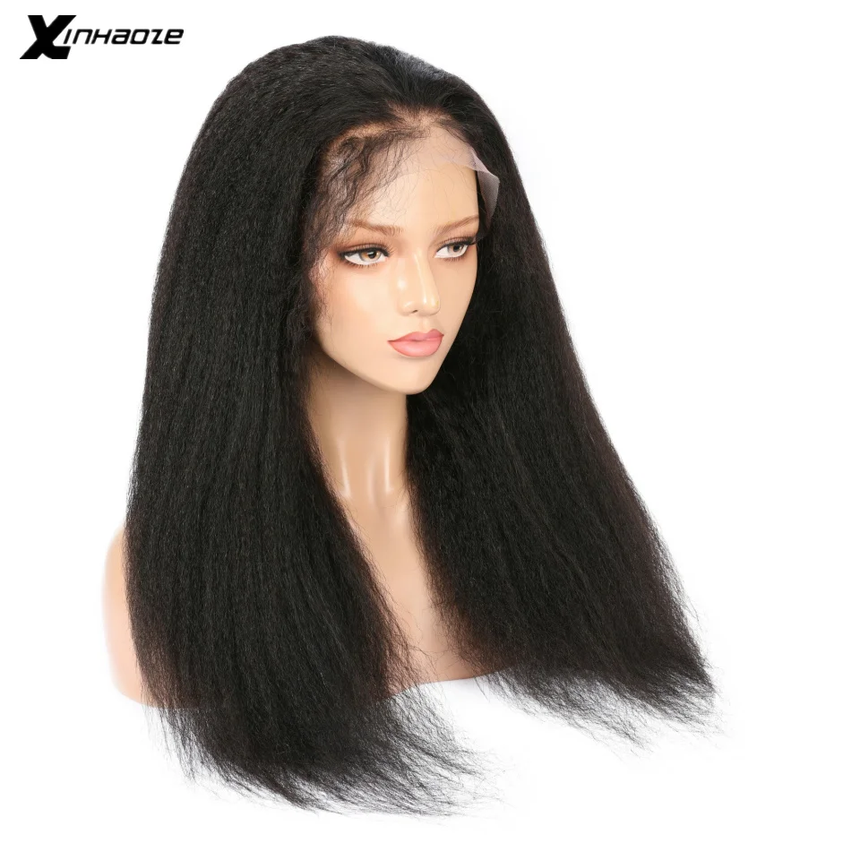 150% бразильские кудрявые прямые парики с детскими волосами Реми 13x4 предварительно вырезанные яки Синтетические волосы на кружеве парики из натуральных волос с Африканской структурой, Для женщин