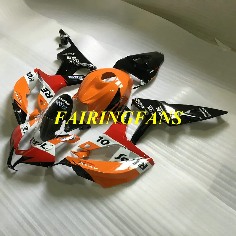 Инжекторный комплект для HONDA CBR600RR F5 07 08 CBR 600 RR CBR 600 RR CBR 600 2007 2008 красные, оранжевые обтекатели комплект+ подарки HJ44