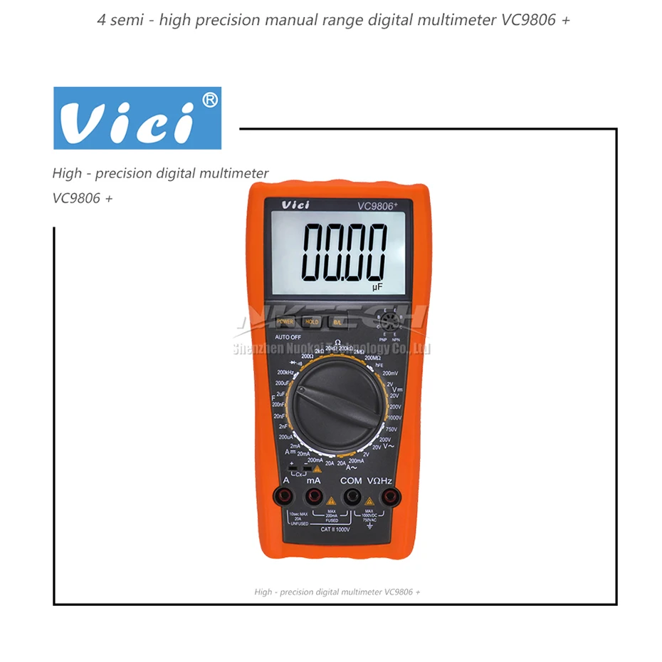 VICI Цифровой мультиметр VC9806+ DMM Амперметр Вольтметр Омметр 19999 счетчик Емкость Частота AC DC Вольт усилитель диода hFE Тест