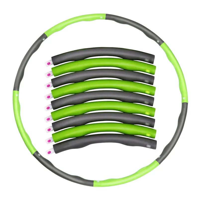 Съемные 8 секций пены спортивные обручи Тренажерный Зал Фитнес Круг для похудения взрослых дома фитнес Кроссфит Бодибилдинг тренажеры - Цвет: Зеленый