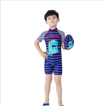 

2020 Summer Fashion Kid Boy UV Sun Protection Swimming Costume Outfit Dinosaur One-piece Swimsuit Swimwear with Hat 2pcs Sets