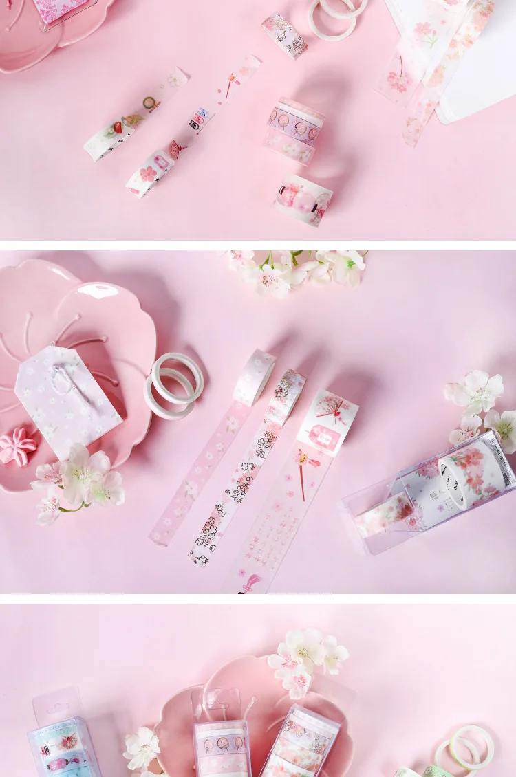 10 компл./лот DIY японский Бумага декоративная клейкая лента Sakura язык лента Washi/клейкую ленту наклейки