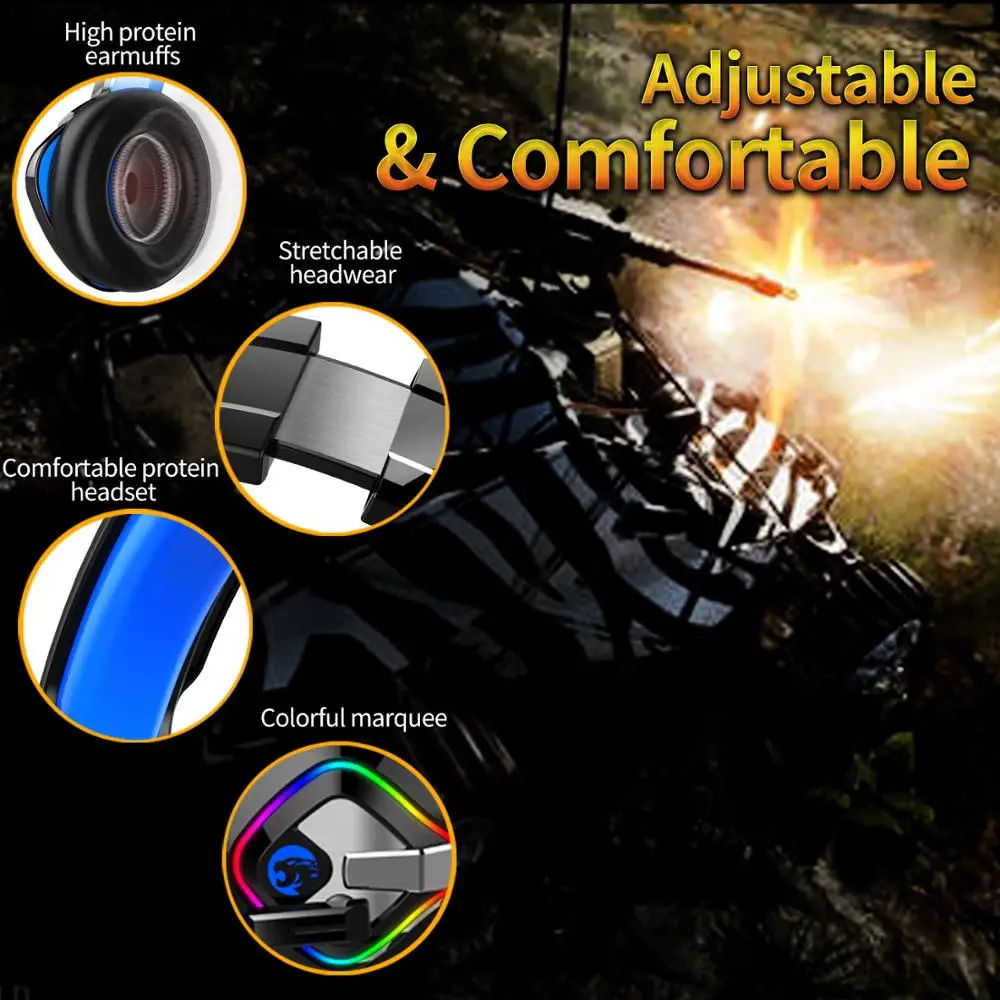 PS4 Gaming Headphones Professional Led Light 4D Stereo Gaming Headsets with Microphone for Xbox One Laptop Computer Tablet Gamer