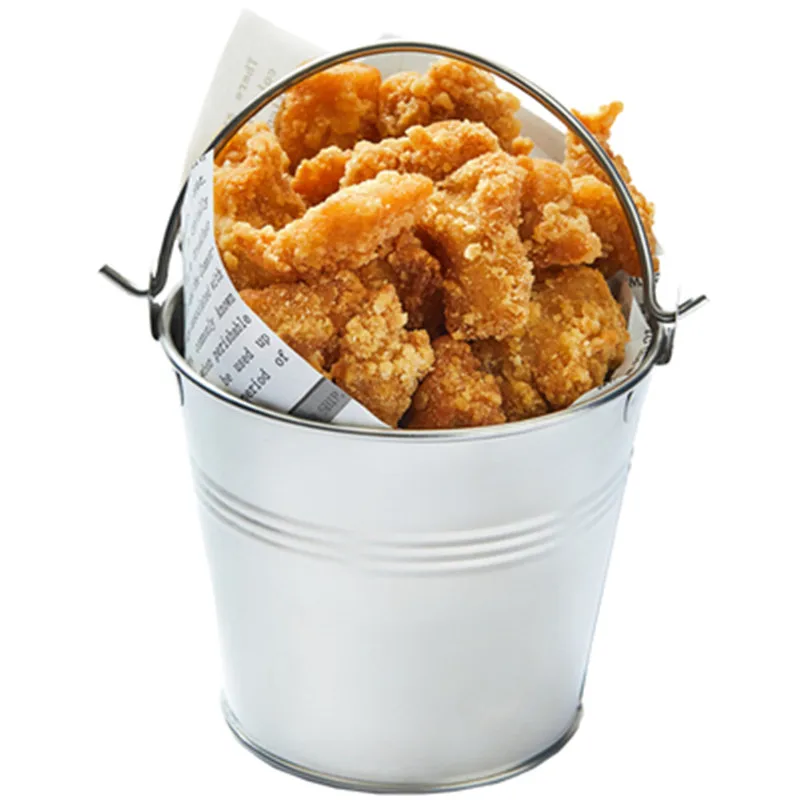 Net red beer barrel stainless steel 304 mini french fries barrel bar KTV ice bucket black snack iron bucket