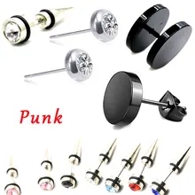 Цельные модные панк серьги, двухсторонние круглые болты, серьги-гвоздики, Мужская Готическая штанга для пирсинга, черные серьги, мужские ювелирные изделия, подарки M66