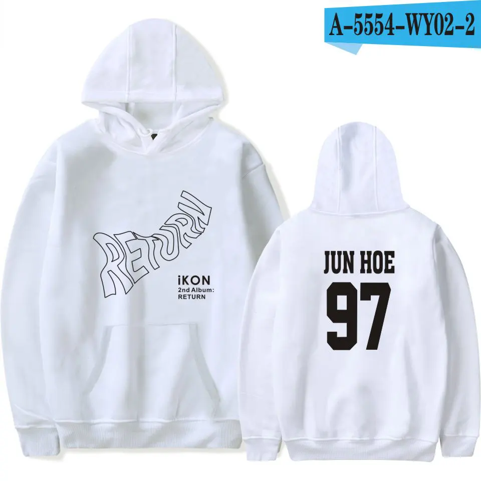 Harajuku зимние женские K-POP IKON альбом толстовки кофты мужские корейские Популярные идол толстовки Толстовка популярная одежда - Цвет: White