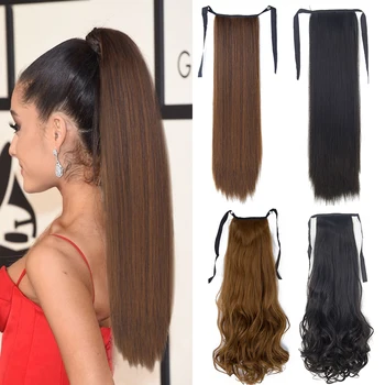 

Azqueen Hair Tail False Hair 22" Ponytail In Straight Clip Hairpiece With Hairpins Synthetic Pony Tail Hair Extensions For Women