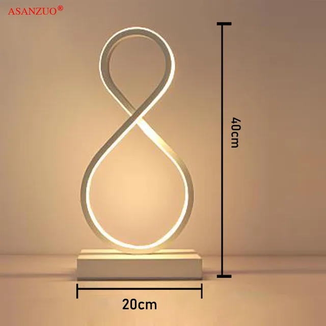Modern Table Lamp Aluminum LED bedroom reading lamp Minimalist Type 8/circle nighstand lamp LED Bedside Lamp White body 8