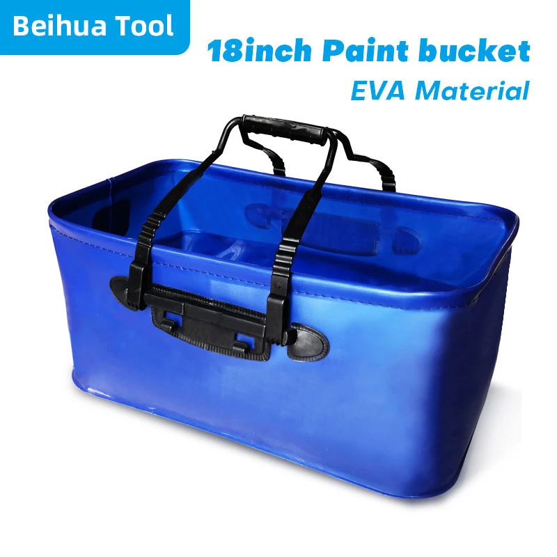 brush on plastic paint 18inch Paint Bucket Paint Roller Tray EVA Bath Paint Moisturizing Paint Tray Foldable Pail Fishing Bucket Handbag 50x28x23cm foam brush