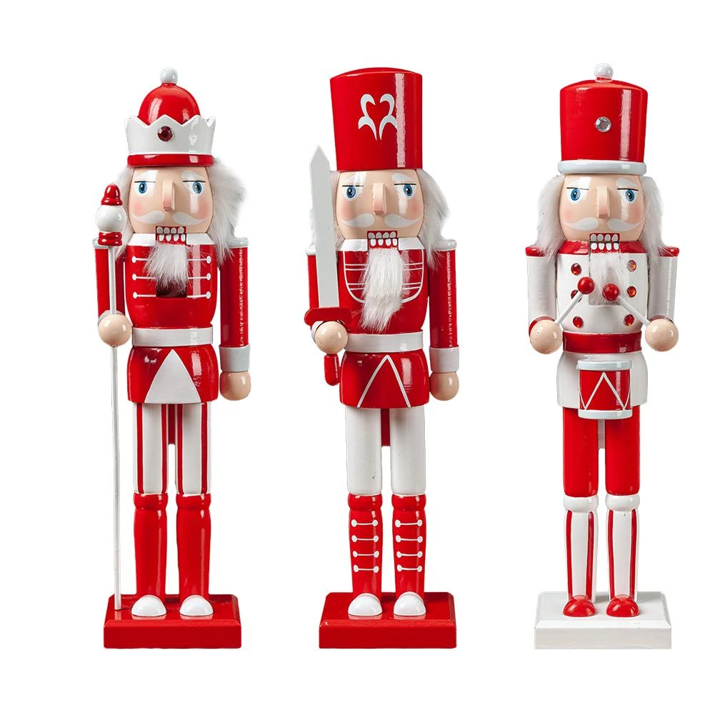 Toyvian 9pcs Wood Nutcracker Soldier Christmas Ornaments Set Holiday Tree Wooden Pendant Decor Figurine Ornament Xmas Tree Party Decor