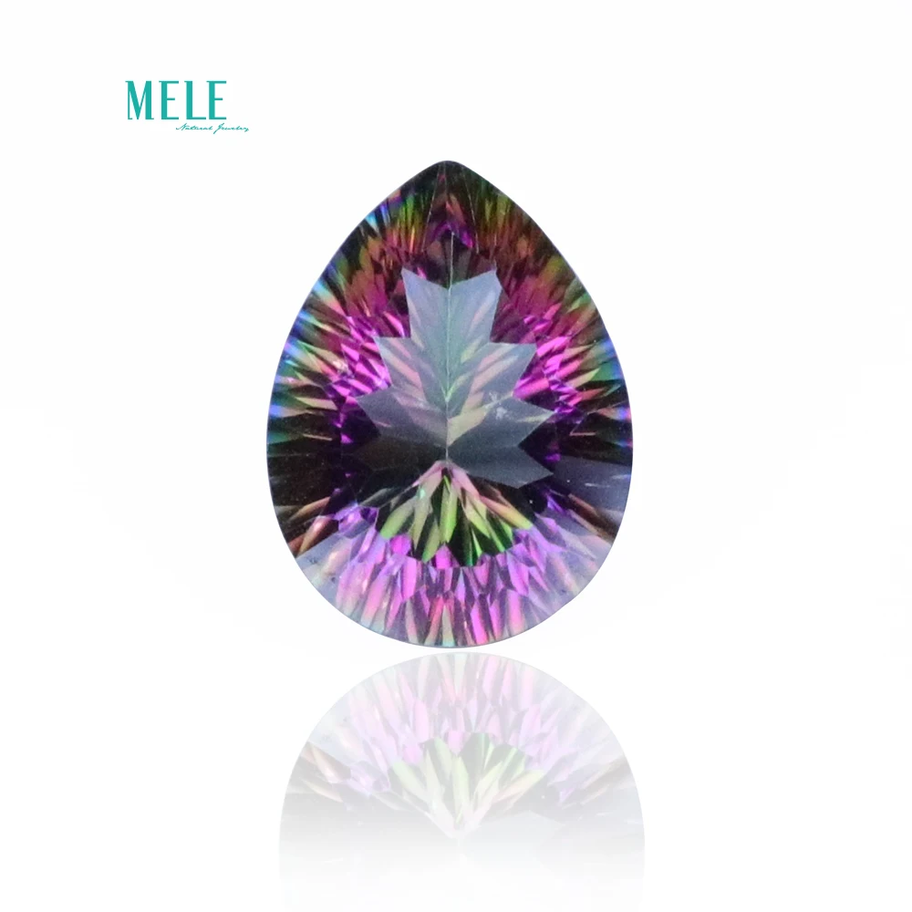 Pendant Earring Ring stone Natural crystal Rainbow mystic quartz 7.8ct pear Mystic Crystal Titanium coating water drop DIY loose gemstones moissanite jewelry materials natural crystal gift
