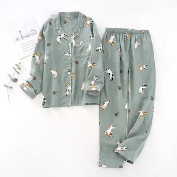 

Fashion Female Long Sleeve Night Suit Comfortable Cotton Casual Women's Pyjamas Suits Loose Printing Sleepwear Pizamy Damskie