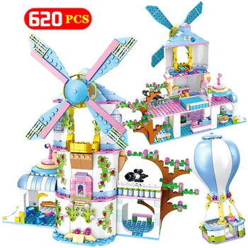 

Princess Castle Windmill Hot Air Balloon Building Blocks Compatible Friends series Figure 620pcs Bricks Education Toys for Girls