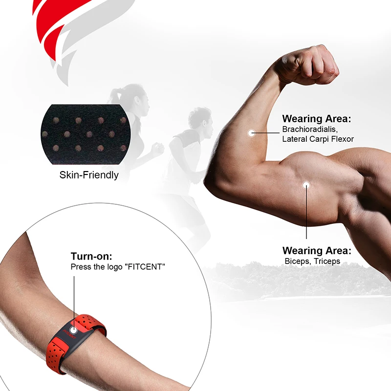 FITCENT Heart Rate Monitor Armband, Bluetooth ANT+ Optical Heart Rate Sensor Wrist, Rechargeable Fitness Tracker for Peloton Str