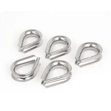 Нержавеющая сталь uxcell 10 мм 3/" Стандартный трос кабель наперсток Серебряный тон 5 шт