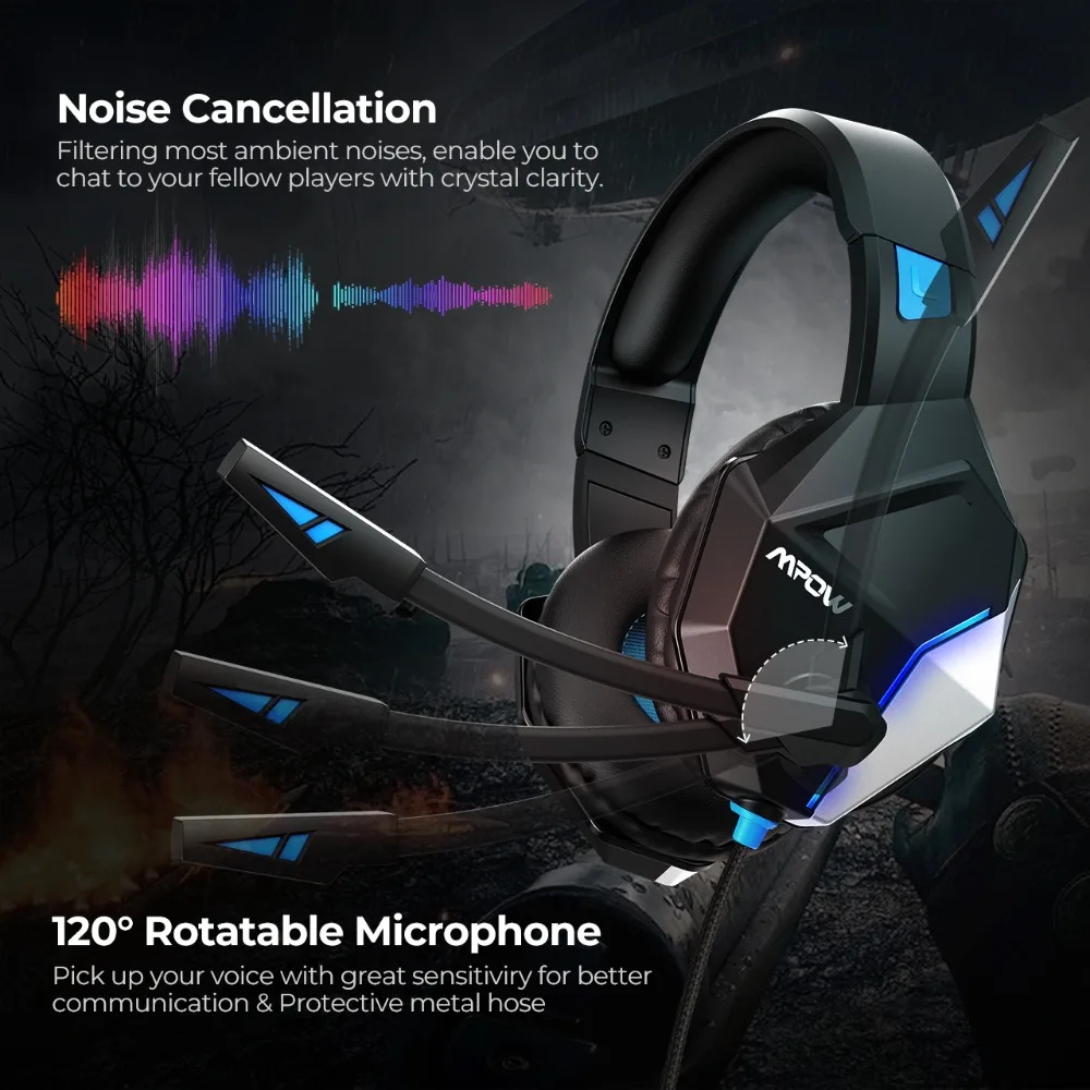 Mpow EG10 Gaming Headset USB 3.5mm Wired PC Gaming Headphones With Surround Sounds Noise Canceling Mic For PC Gamer For PS4 Xbox (2)