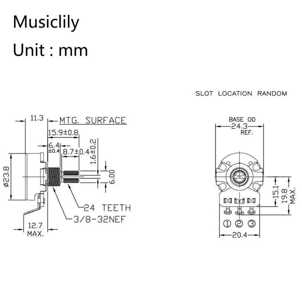 Potenziometro CTS 450 Serie A500K Per Chitarra E Basso - 10% Tolleranza, Split Shaft - Foto 4