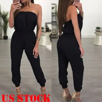 

Fashion Women Jumpsuit Off Shoulder Playsuit Bodycon Sleeveless Casual Loose Bodysuit Romper Long Trousers