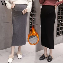Womail юбка, винтажная зимняя женская Теплая эластичная юбка средней длины с высокой талией, вязаная юбка для беременных женщин, женские однотонные элегантные юбки N20