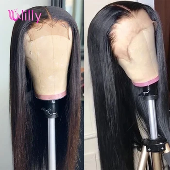 

ULilly Long Brazilian Straight Human Hair Wigs With Baby Hair Glueless 4X4 Lace Closure Wig PrePlucked Natural Hairline