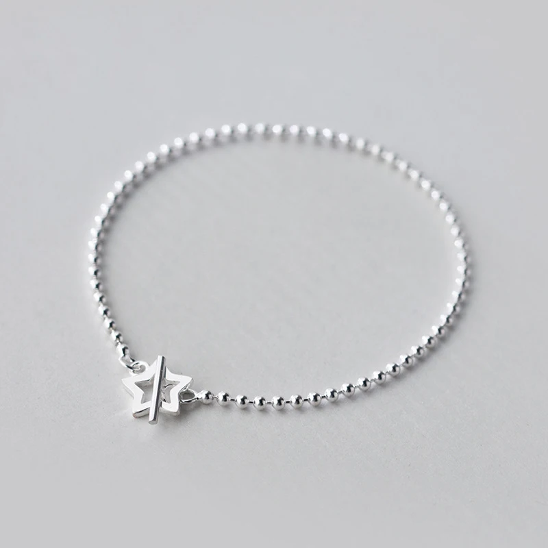 Star Trusta,, 925, цельное Настоящее серебро, модные бусины, сердце, звезда, браслет, 16 см, для девочек-подростков, леди, подарок, Женские Ювелирные изделия, DS1014 - Окраска металла: Star