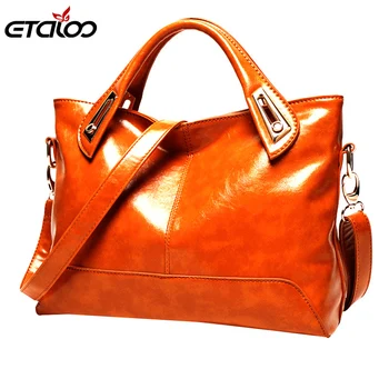 

Oil Wax Leather Handbags High Quality Shoulder Bags Ladies Handbags Fashion brand PU women bags
