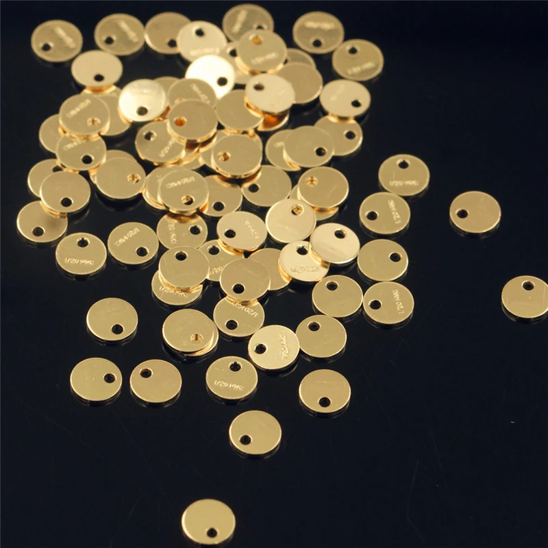 14K Gold Filled Round Quality Charm 1/20 14kt Gold Drop Pendant for Jewelry Making DIY Jewelry Accessories Jewelry Findings
