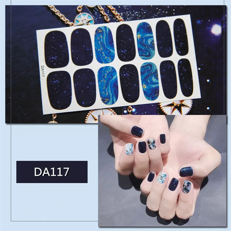 14 насадок/листов, цветные блестящие наклейки для ногтей, наклейки для самостоятельного дизайна, водонепроницаемые наклейки для ногтей, украшения, маникюр, Прямая поставка - Цвет: DA117