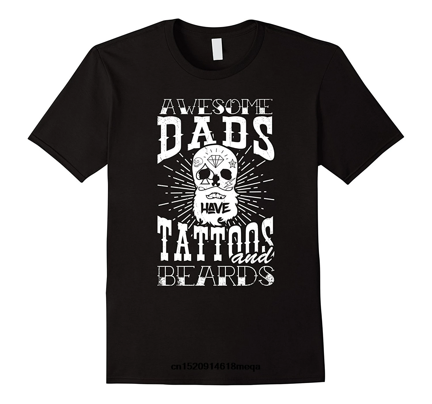 funny t shirts Men's Awesome Dads Have Tattoos And Beards Dad T-Shirt |