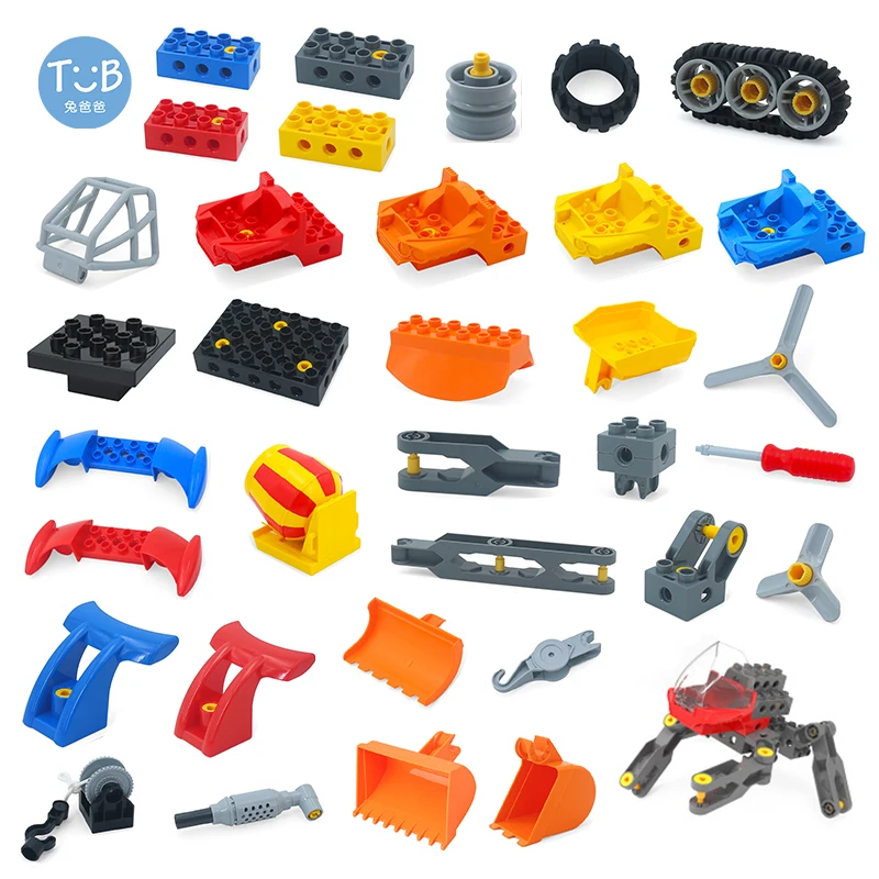 

Big Particle Building Blocks DIY Technology Engineering Machinery Assembly Accessories Compatible Duplo Science Educational Toys