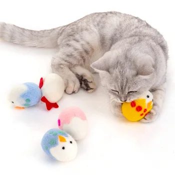 

Pet Cat Toy Natural Catnip Chickens Wool Ball Play with Cat Felt Cat Pet Toy Sets Toy Gift Box