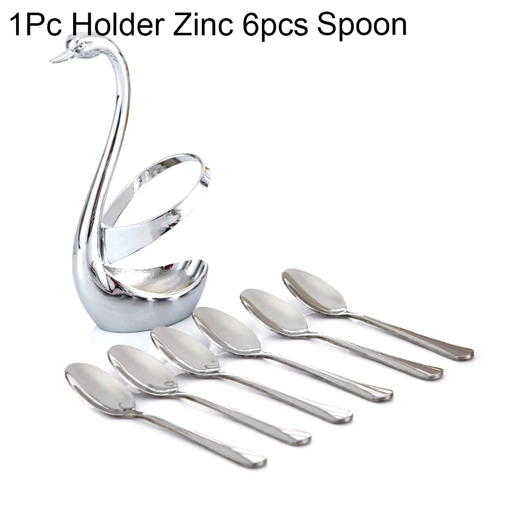 1/7Pcs Stainless Steel Rust-proof Swan Shape Tableware Storage Holder Fork Spoon Cutlery Вилка ложка столовые приборы