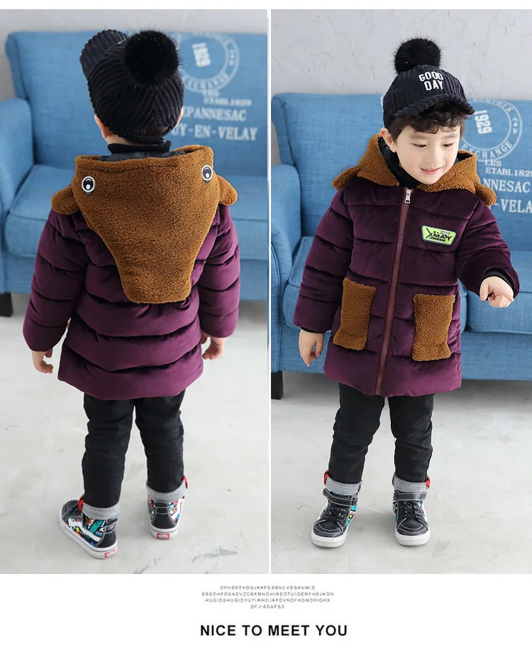 Children's Wear Winter Boys Thickened Mid-long Cotton Jacket kids clothes Outerwears Parkas Long Down Snow coat 308