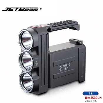 Cheap JETBeam T8 Searchlight 3* Cree XP-L LEDs Max 3500 Lumen LED Flashlight Beam Distance 800 Meter Outdoor Camping Rescue Torch
