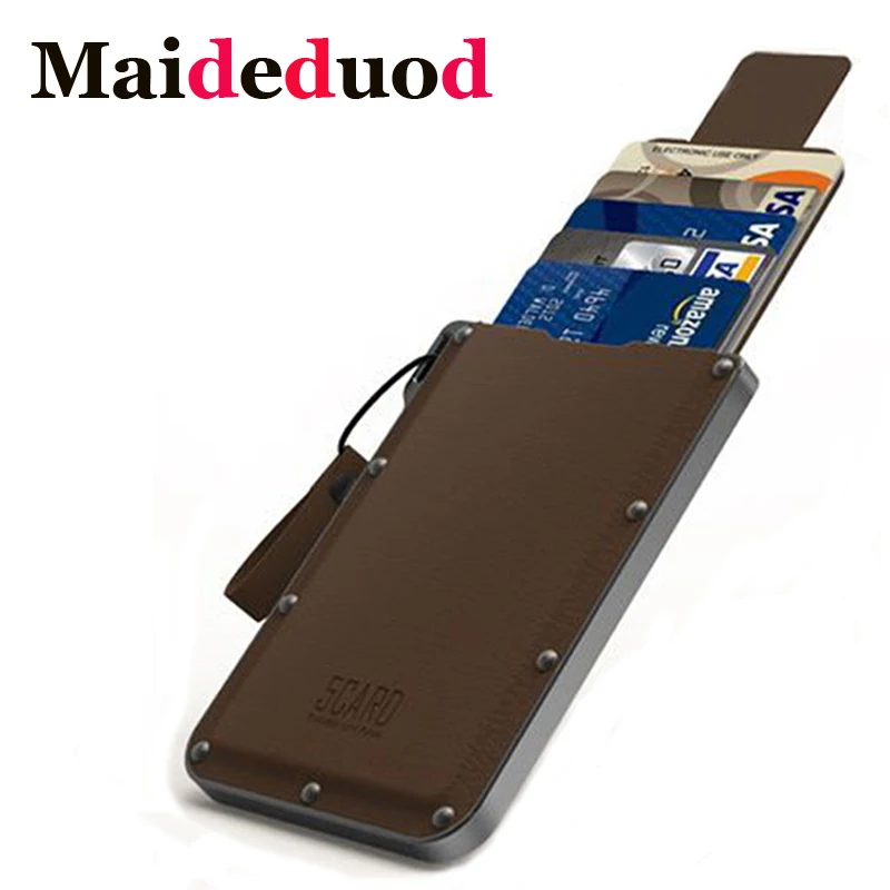 

2020 New Genuine Leather Credit Card Holder Pulled Men Women Business ID Card Holder Unisex Slim Women Wallets Mini Card Cases