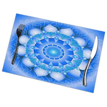 

Tableware Pad Placemats 6 PcsTable Mat Non-Slip Blue Mandala Placemats for Dining Table