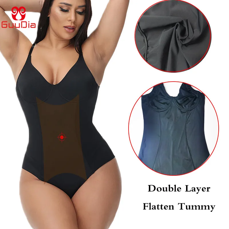 GUUDIA Thong Bodysuit Shapewear U Plunge Fajas Women's Sexy Summer V-Neck  Backless Adjustable Spaghetti Strap Club Bodysuits