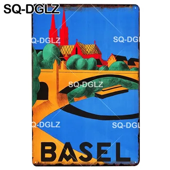 

[SQ-DGLZ] BASEL City Plaque Metal Sign Vintage Tin Sign Home Decor Bar Wall Sticker Pub Cafe Decoration Painting Poster