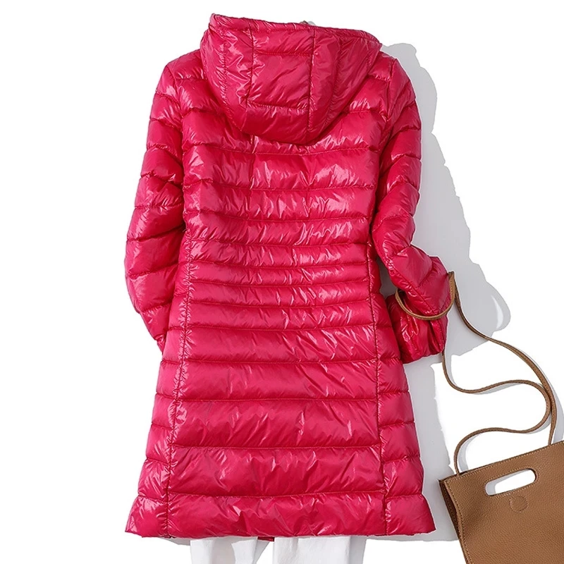 0-10℃ Women Puffer Jackets Ultralight Duck Down Jacket 2024 Autumn Winter Portable Hooded Parka Coat Windproof Outwear 6XL 7XL 6