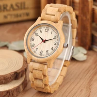 Natural Full Bamboo Wood Clock Watches Simple Women Pure Wood Watch Top Brand Luxury Quartz Ladies Dress Wooden Band Wristwatch 2