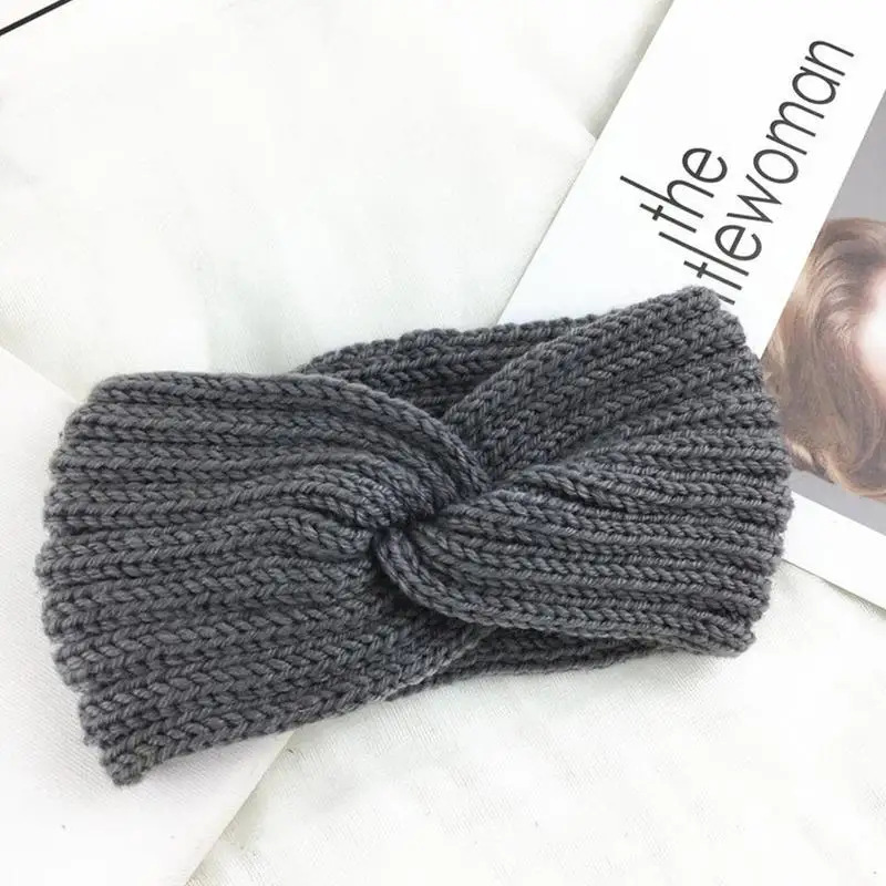 1 Pcs Winter Ear Warm Knit Headband Cross Knotted Knit Hair Band Ladies Crocheted Hair Band Warm Wide-brimmed Wool Headband - Цвет: I