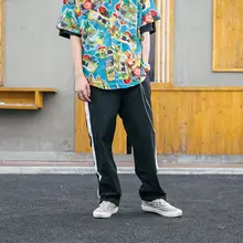 Осенние и зимние штаны в гонконгском стиле, ретро оригинальные универсальные свободные штаны в стиле хип-хоп, цветные контрастные модные прямые брюки