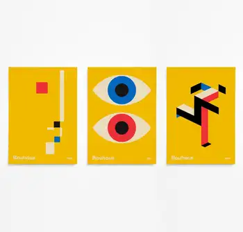 

Bauhaus Modern Mid Century Modern Art Poster Minimalist art Abstract Art Canvas Print Living Room Home Wall Decor (No Frame)