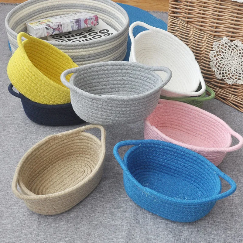 

Multifunction Cotton Rope Storage Baskets With Handles Toy Desktop Cosmetics Sundries Organizer Hamper home Accessories