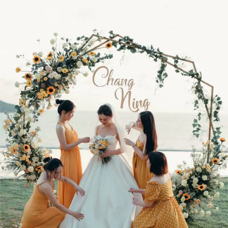 Wedding arch double hexagon wedding 