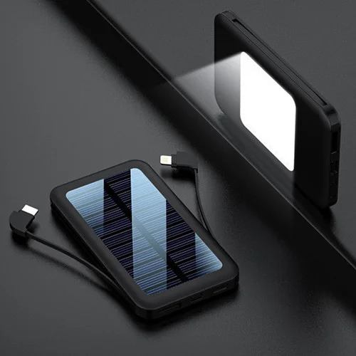 slim power bank 80000mAh Mini Solar Mobile Power Bank Portable Fast Charging External Battery Comes with 2 Charging Cables LED Lighting charmast Power Bank